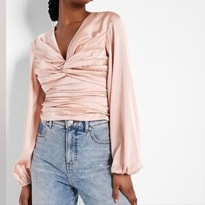 NWT EXPRESS Twist Front Tie Back Top Ruched blouse Size Small